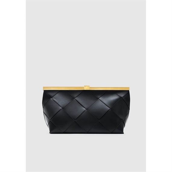 Anine Bing Braided Leather Clutch, Sort